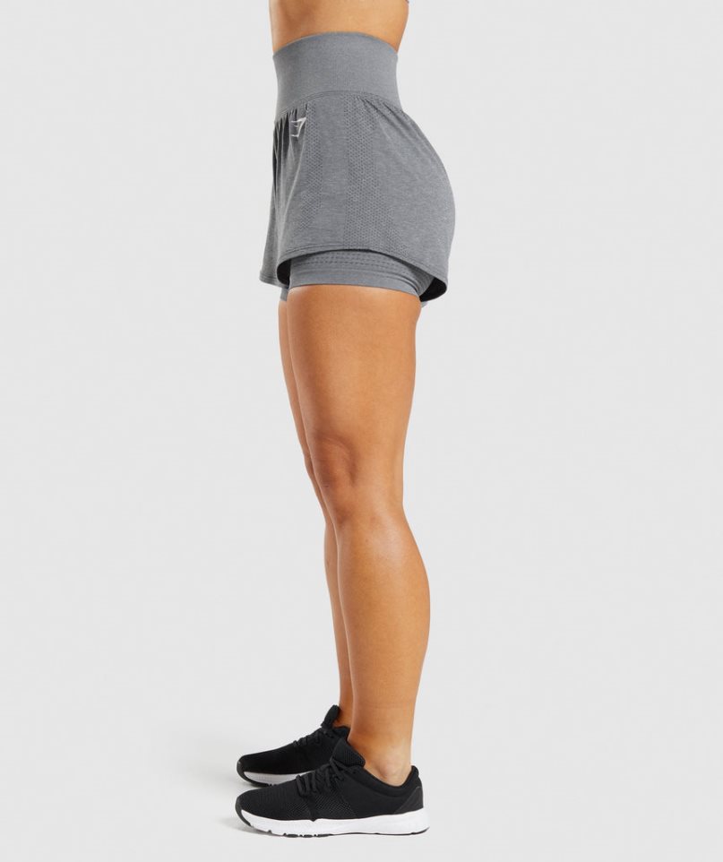 Women's Gymshark Vital Seamless 2.0 2-in-1 Shorts Grey | CA A1N076